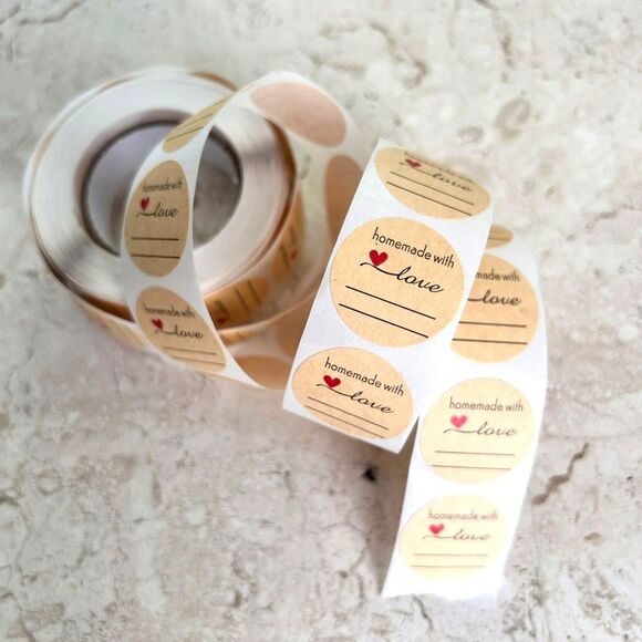 Other - 50 Homemade with Love 1" Round Stickers Labels Room for Your Personalization